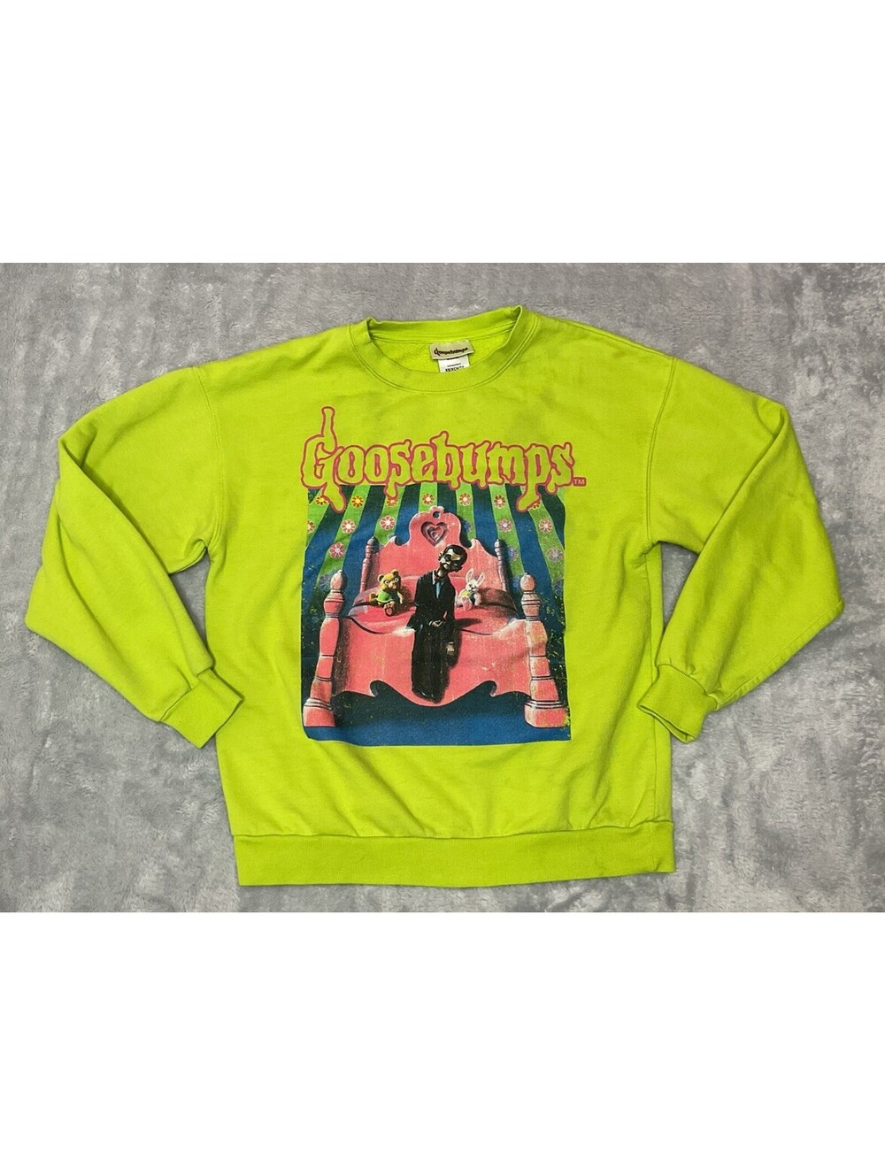 Goosebumps Sweatshirt XS Neon Green Night of the Living Dummy Stine